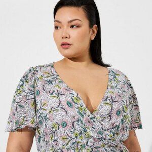 NWT TORRID Midi Swiss Dot Flutter Sleeve Wrap Dress size 0